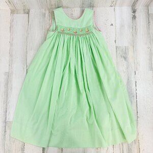 Amanda Remembered Size 6 Girls Green Sailboat Smocked Dress